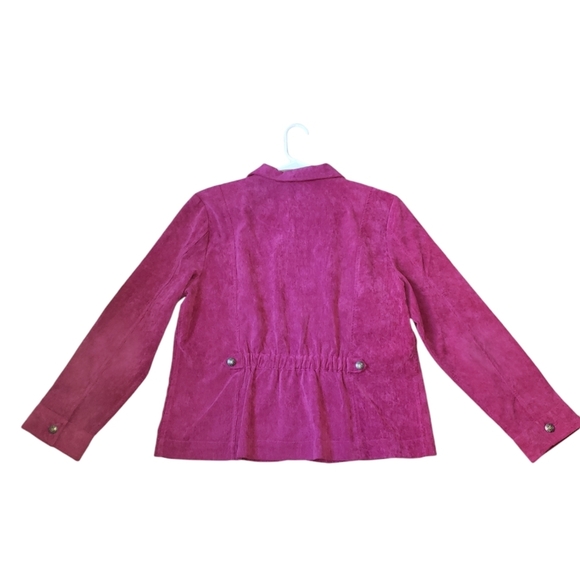 Christopher & Banks Corduroy Jacket womens XL Medium fuchsia zip pockets stretch - Picture 2 of 8